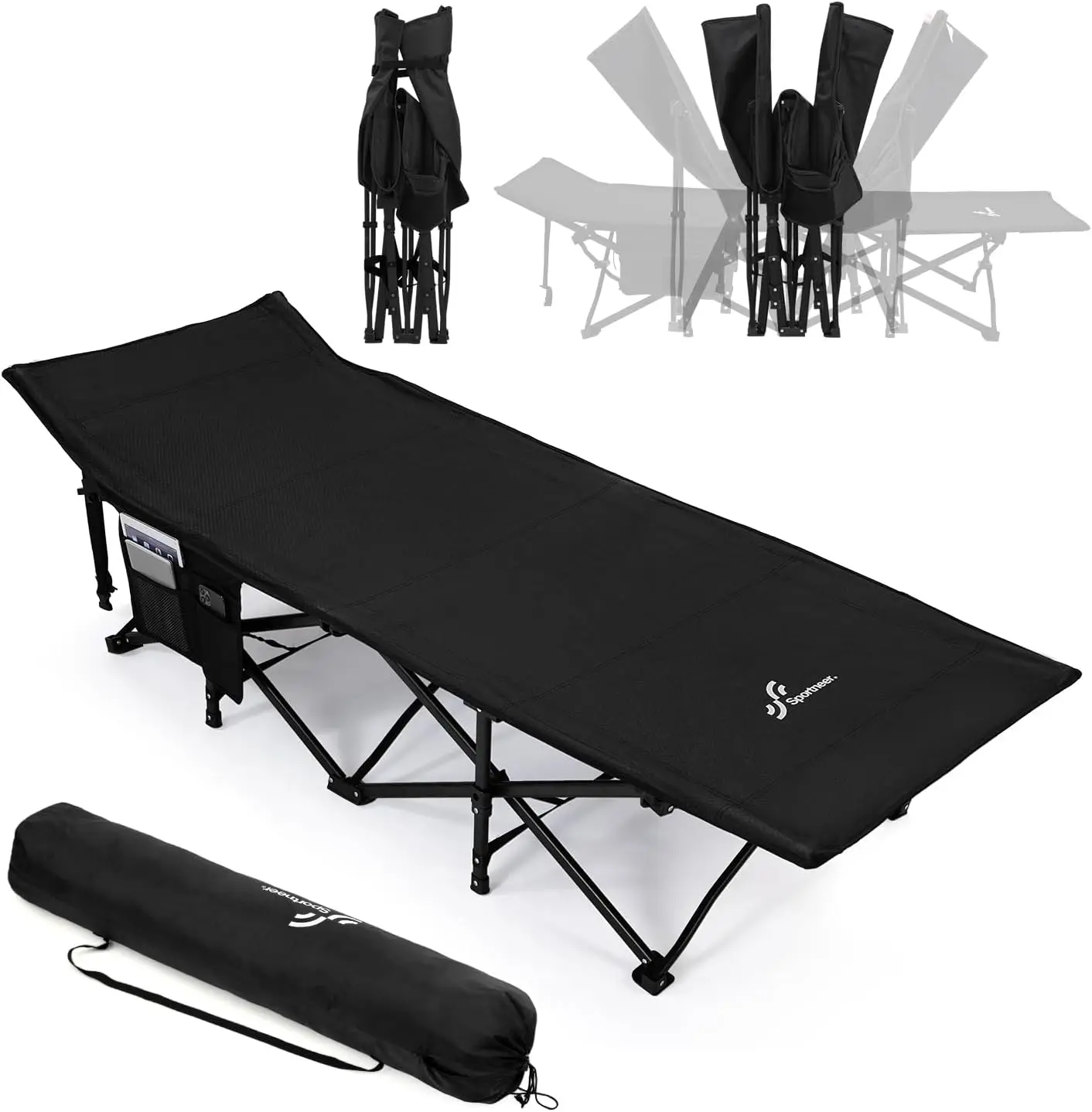 

Camping Cot: 1200D Double Layer Ox Foldable Camping Cots For Adults - Heavy Duty Cots For Camping Travel Tent Day Outdoor &