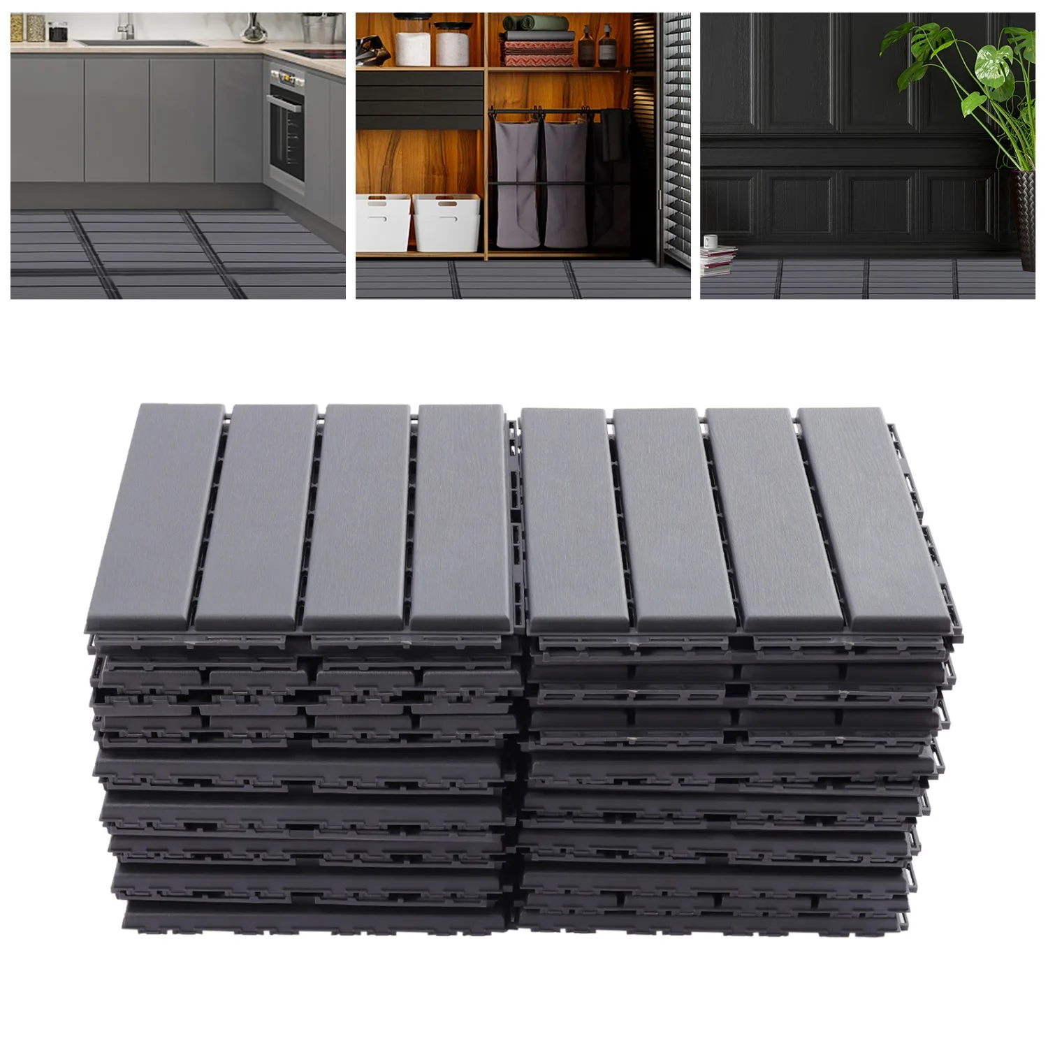 Plastic Interlocking Deck Tiles, Outdoor All Weather Waterproof Interlocking Flooring for Porch Poolside Balcony Backyard