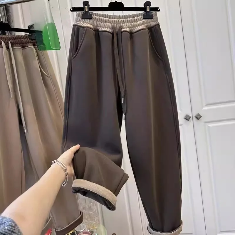 

Large Size Dstring Casual Pants Men's Thiened Fce Harlan Sweatpants Trendy Autumn Winter Polyester Fiber