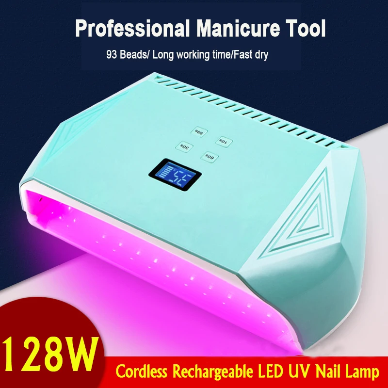 Electric Nail Lamp UV LED 128W Nail Dryer Professional Wireless Rechargeable Led Lamp for Curing Polish Gel Nails Manicure Tool