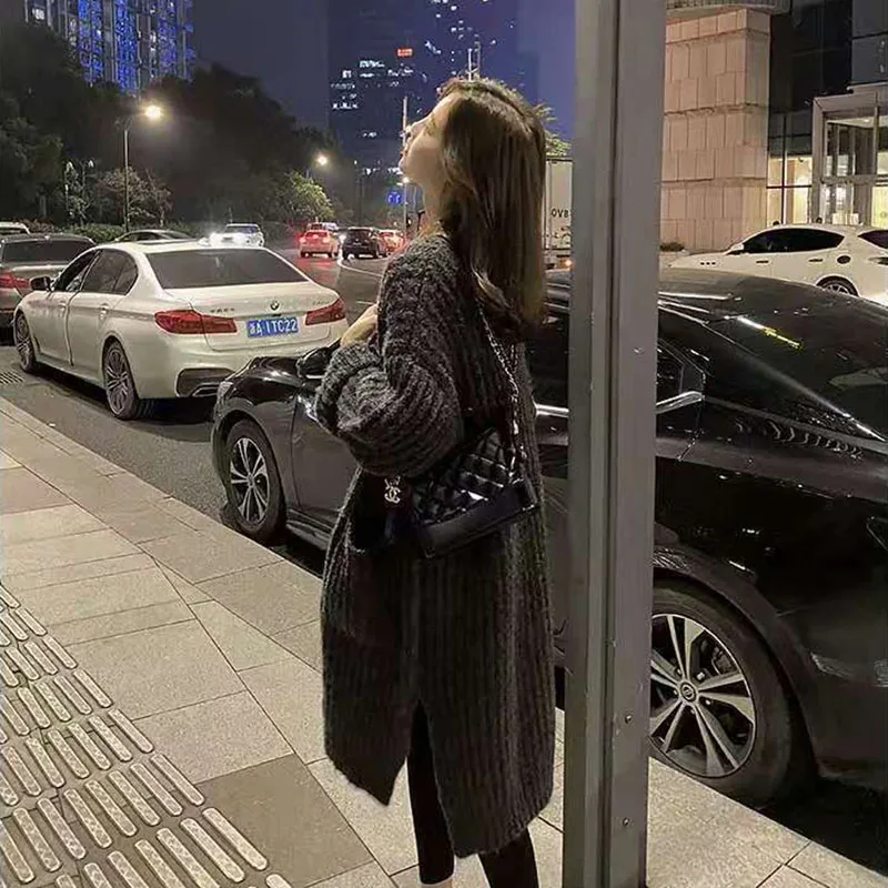 

Autumn Winter New Fashion Cardigan Sweater Jacket Women's Long Single Breasted Knitted Cardigan Sweater Coat Ladies Casual Tops