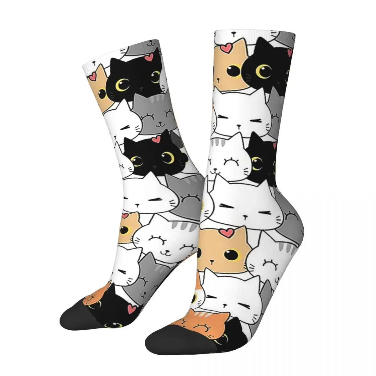 

Colorful Doodle Cats Socks Harajuku High Quality Stockings All Season Long Socks Accessories for Man's Woman's Birthday Present