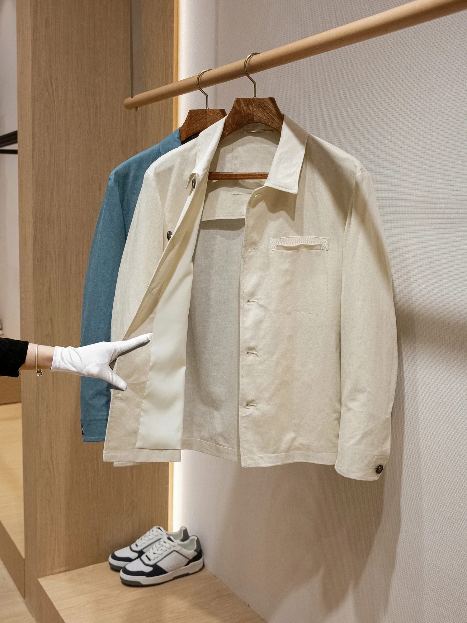 

LP rain and dew linen blend old money style men's casual thin shirt jacket