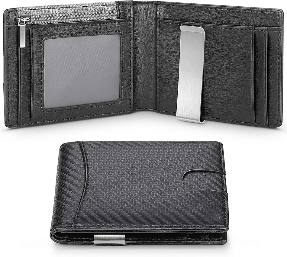 DIENQI Carbon Fiber Rfid Slim Men's Wallets Credit Card Holder Business Wallet Small Short Bi-Fold Billfold Wallet Choice Walet