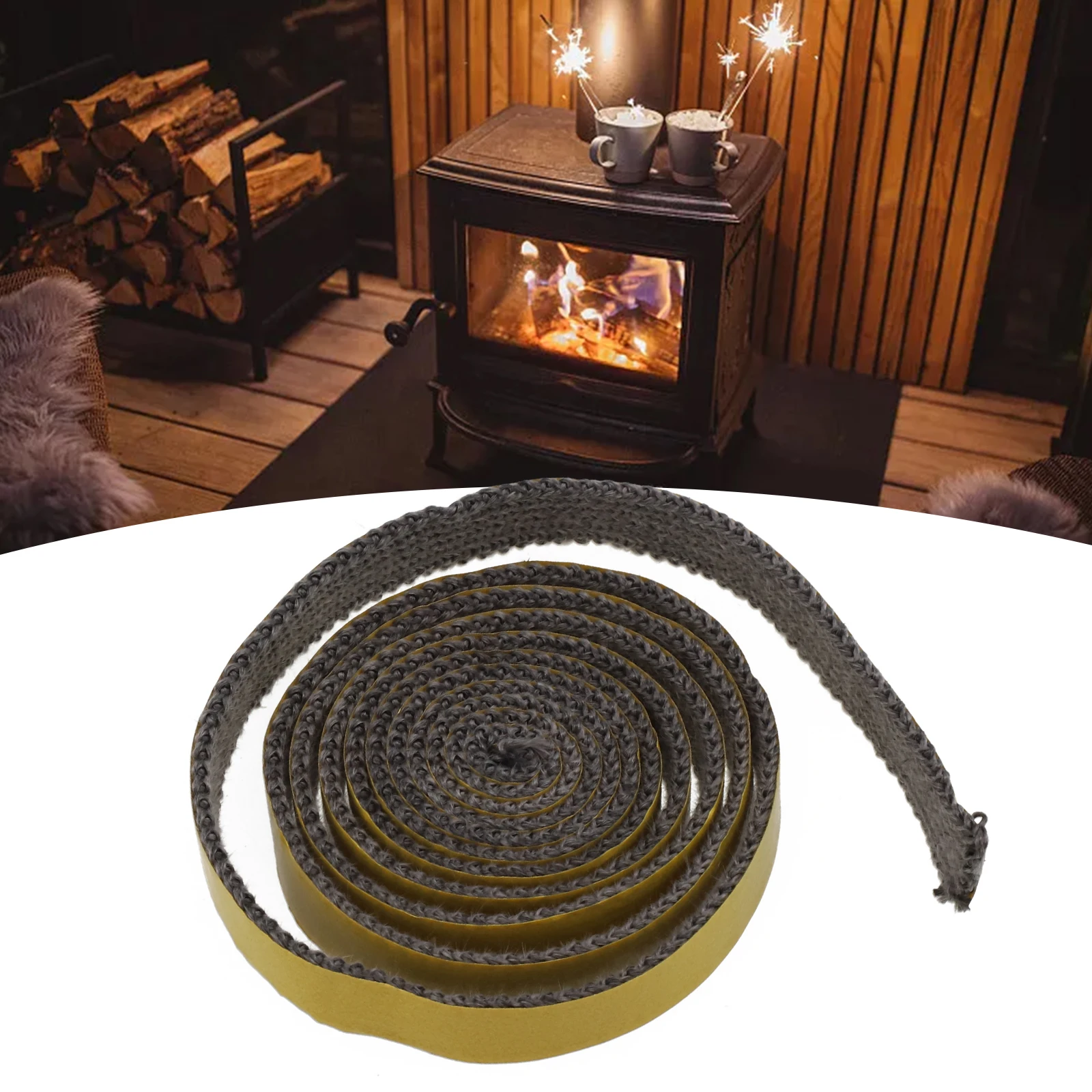 Heating, Cooling Air Fireplaces Stoves Black Flat Stove Sealers Rope Self Adhesive Glass Seal Stove Fiberglass Fire Home Supplie