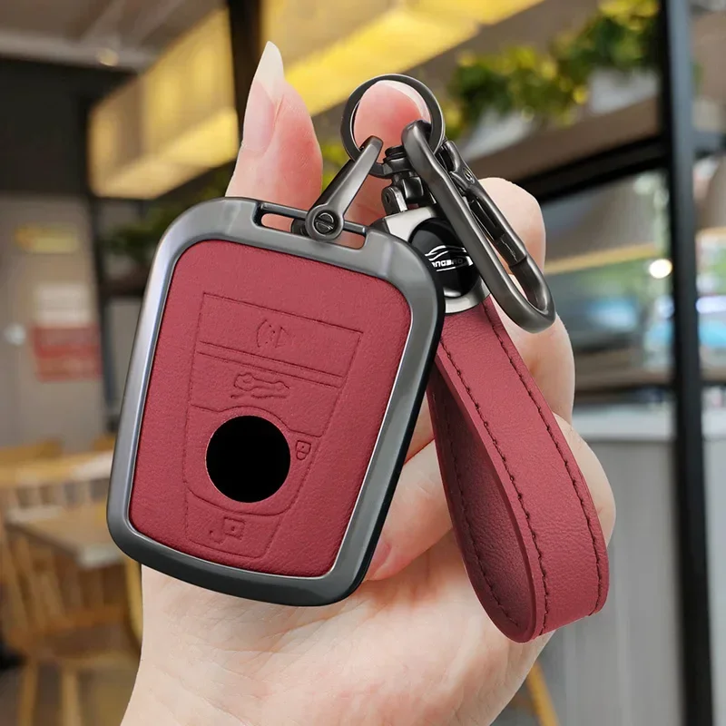 

Zinc Alloy +Leather Car Smart Renmote Key Case Cover For BMW I3 I8 Series Protection Holder Shell Keychain Interior Accessories