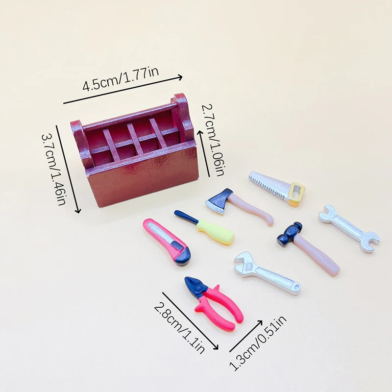 บ้านตุ๊กตา1:12กล่องเครื่องมือขนาดเล็กค้อนประแจไขควงการตกแต่งบ้านอุปกรณ์เสริมบ้านตุ๊กตา