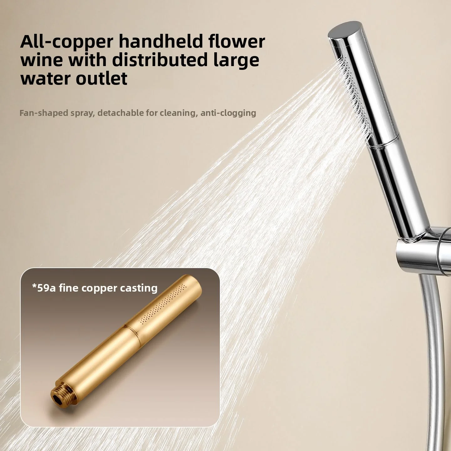 Juego de ducha de cobre completo, varilla elevadora, grifo de ducha universal para bañera de baño