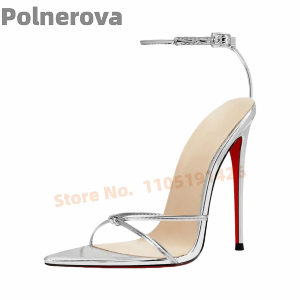 

Women's Sexy 12Cm High Heels Sandals Stiletto Open Toe Ankle Buckle Strap Summer Fashion Leather Party Dress Wedding Shoes
