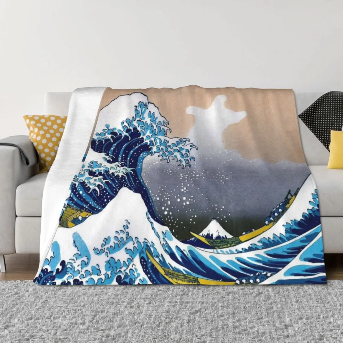 

Great Wave off Kanagawa by Hokusai Wall Throw Blanket Summer Designers funny gift wednesday Blankets