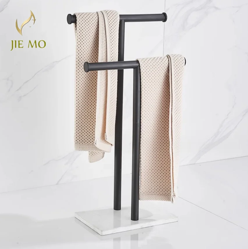 Marble floor towel rack 304 vertical towel rack T-table top perforation-free removable storage rack Roll paper rack