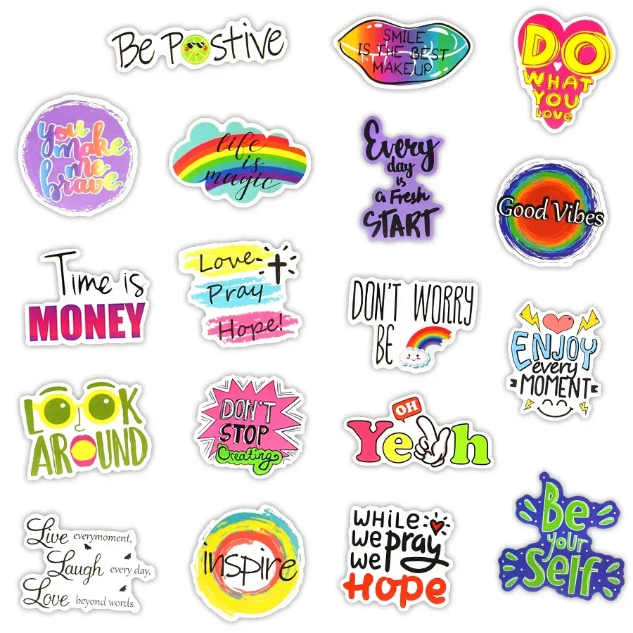 50Pcs Motivational Phrases Stickers Aesthetic Cute Stickers for Kids Notebook Laptop Phone Car Moto Inspirational Quotes Sticker