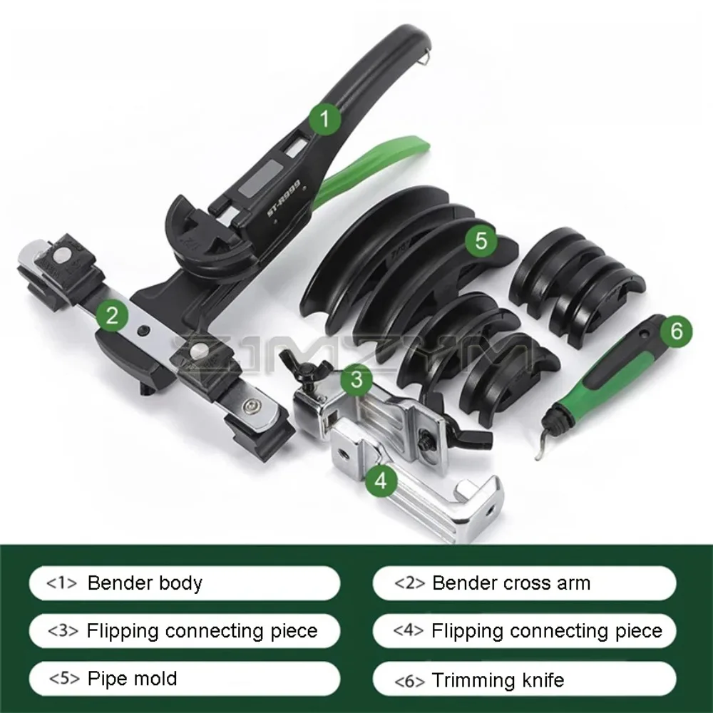 

AE-ST-R999 Manual Pipe Bender Copper and Aluminum Pipe Air Conditioning Tubing Bending Tool Set with 7 Dies 6-22mm 90 Degrees