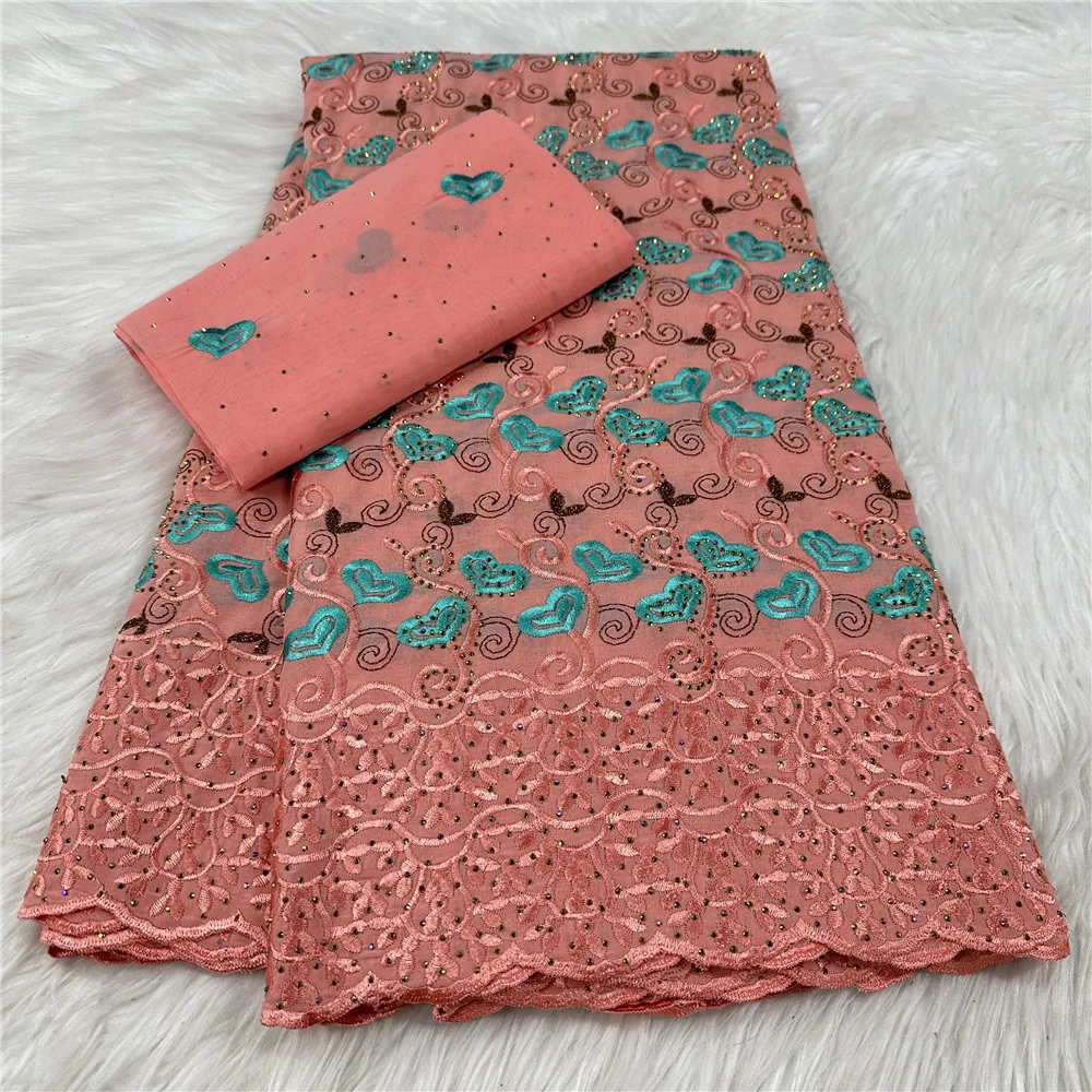 5+2Yards Swiss Voile Lace Fabric 2025 High Quality Embroidered Cotton African Cotton Lace Fabric For Elegant Dress 31A08