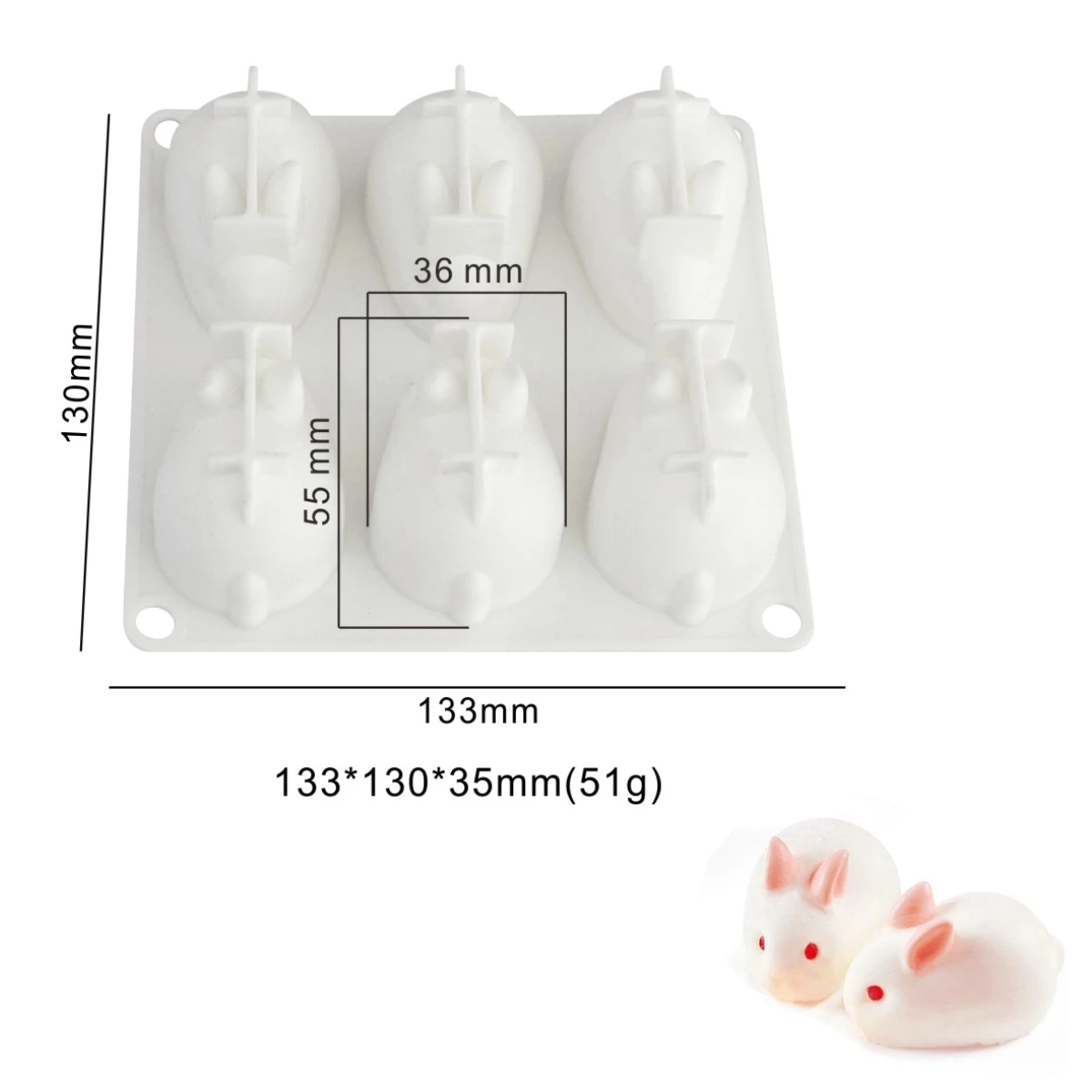 Reposteria y Pastelería Accesorios Mini Rabbit Silicone Mold For Baking Chocolate Cookie Muffin Cupcake Brownie Cake Pudding