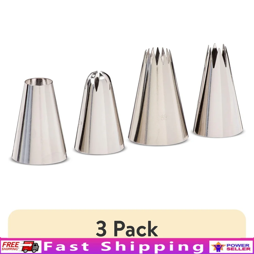

3 Pack Stainless Steel Cake Decorating Tips Set Beginners and Professionals Perfect Creating Stunning Designs Events