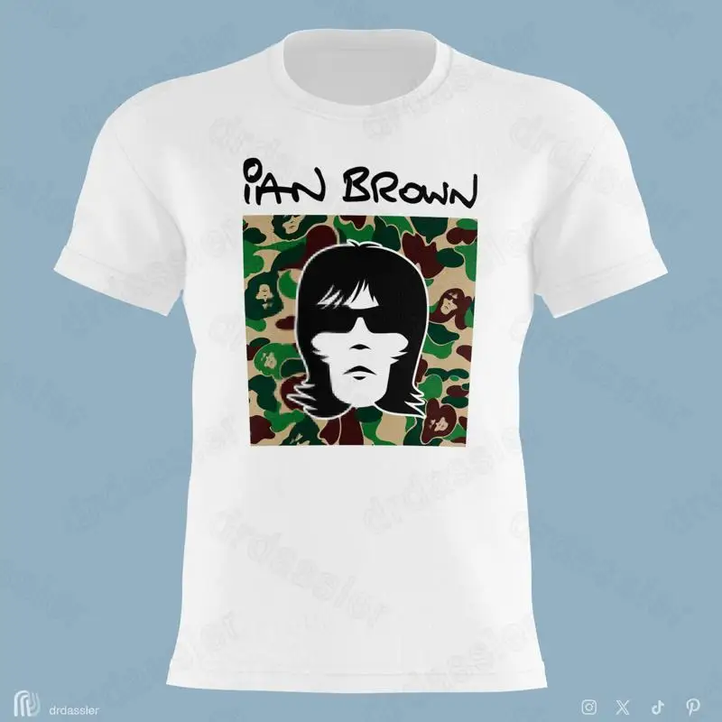 'IAN BROWN CAMO' fear my star the stone roses way own brain golden greats tshirt