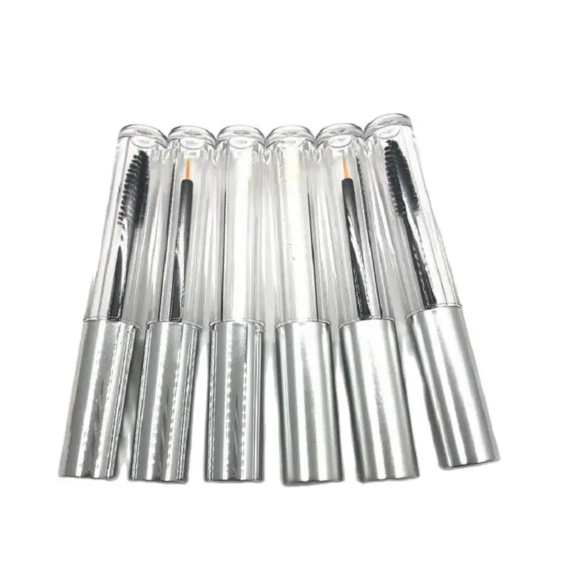 

10/25/50Pcs 3ml Empty Mascara Tubes Lip Gloss Base Silver Lid Black White Wand Transparent Tube DIY Makeup Eyeliner Brush Bottle