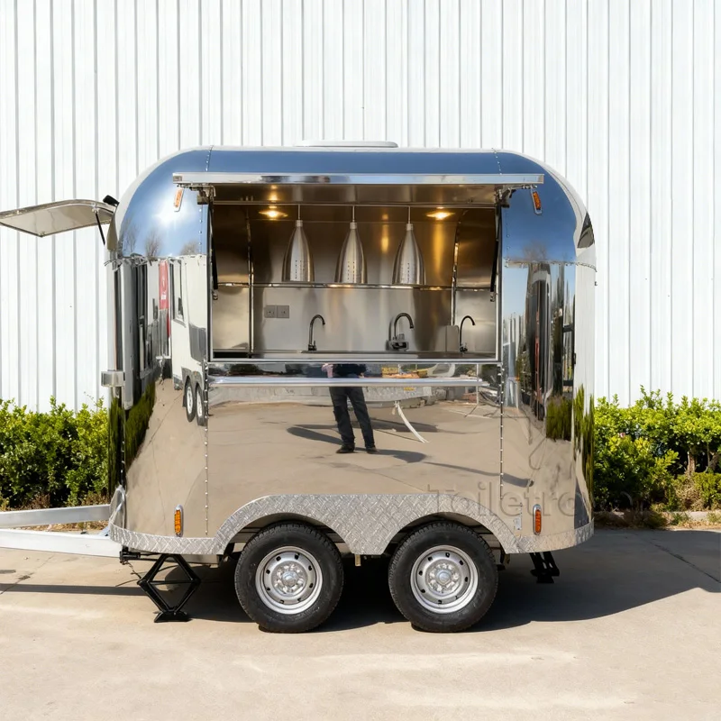 

Vintage Custom Food Truck Fully Electric Equipped Kitchen Dessert Hot Dog Mobile Cart Burger Doner Kebab Food Trailer for Sale