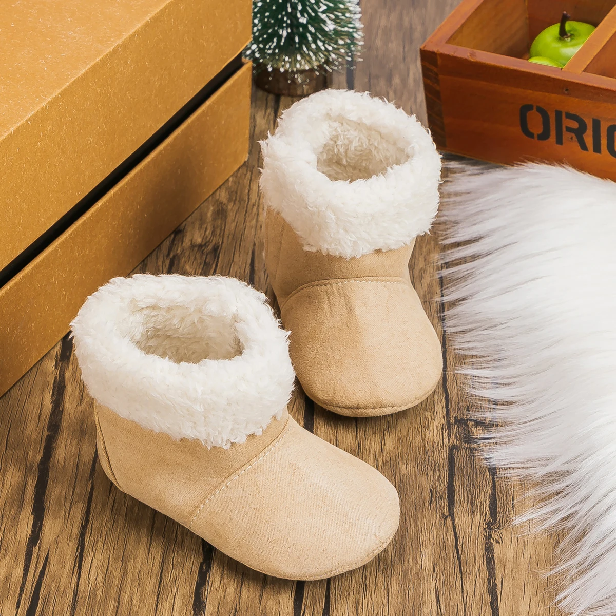 Winter Snow Boots for Babies Cozy Fluffy Non-Slip Soles Infant Boys Girls Warm Fluff First Walkers Baby Boy Girl Shoes