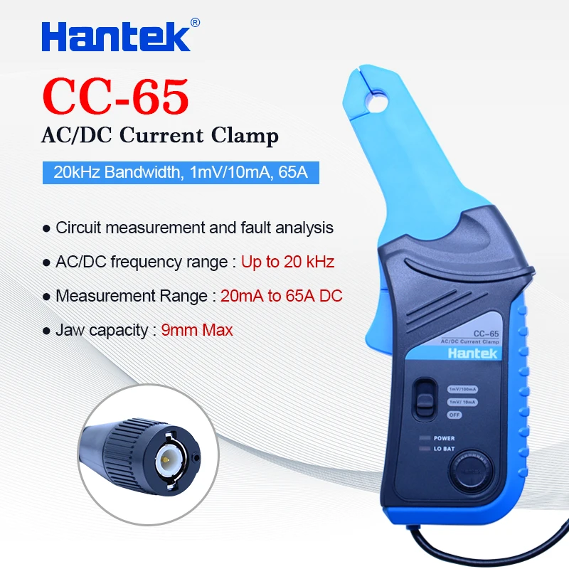 Hantek CC-65 Clamp Meter Digital AC DC Current With BNC Connector Current Clamp Meter CC65 For Oscilloscope Current Clamp