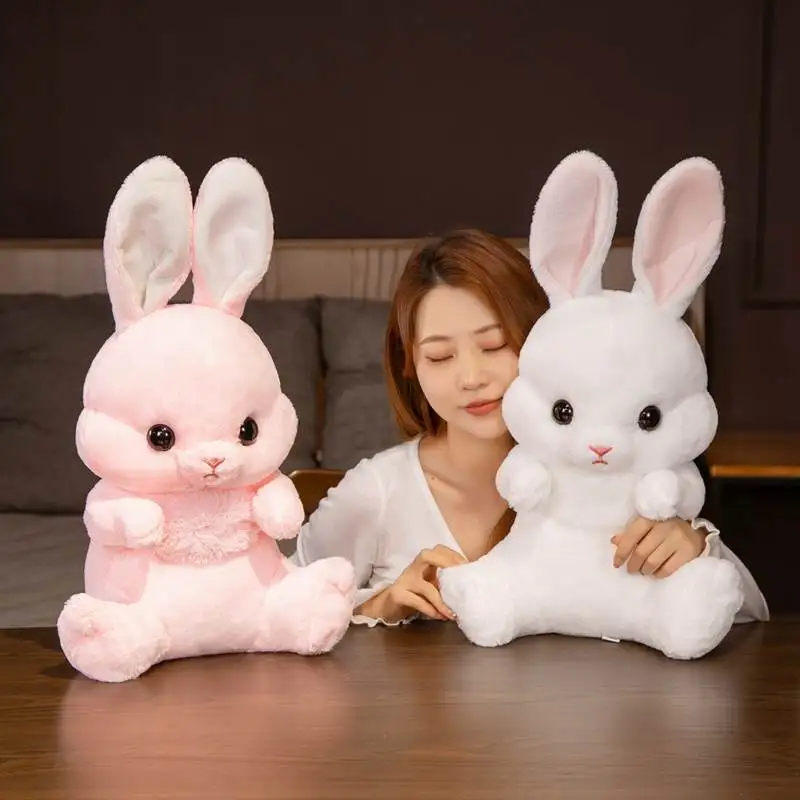 

New High Quality Cute Simulation Standing Ear Rabbit Plush Toy Soft Stuffed Sitting Bunny Animal Doll Best Gift For Girlfriend