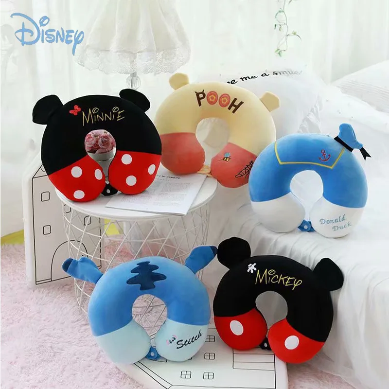 

Disney Mickey Minnie Stitch Cartoon Kawaii Travel Portable U-Shaped Pillow Car Office Neck Pillow Cervical Pillow Boy Girl Gifts