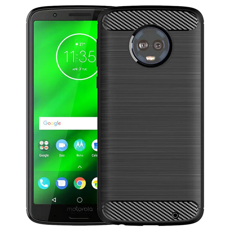 Shockproof Carbon Fiber Case for Moto G6 Plus G6+ Brushed Texture Rubber Silicone Case for moto g6 plus g6+ Soft Phone Cover