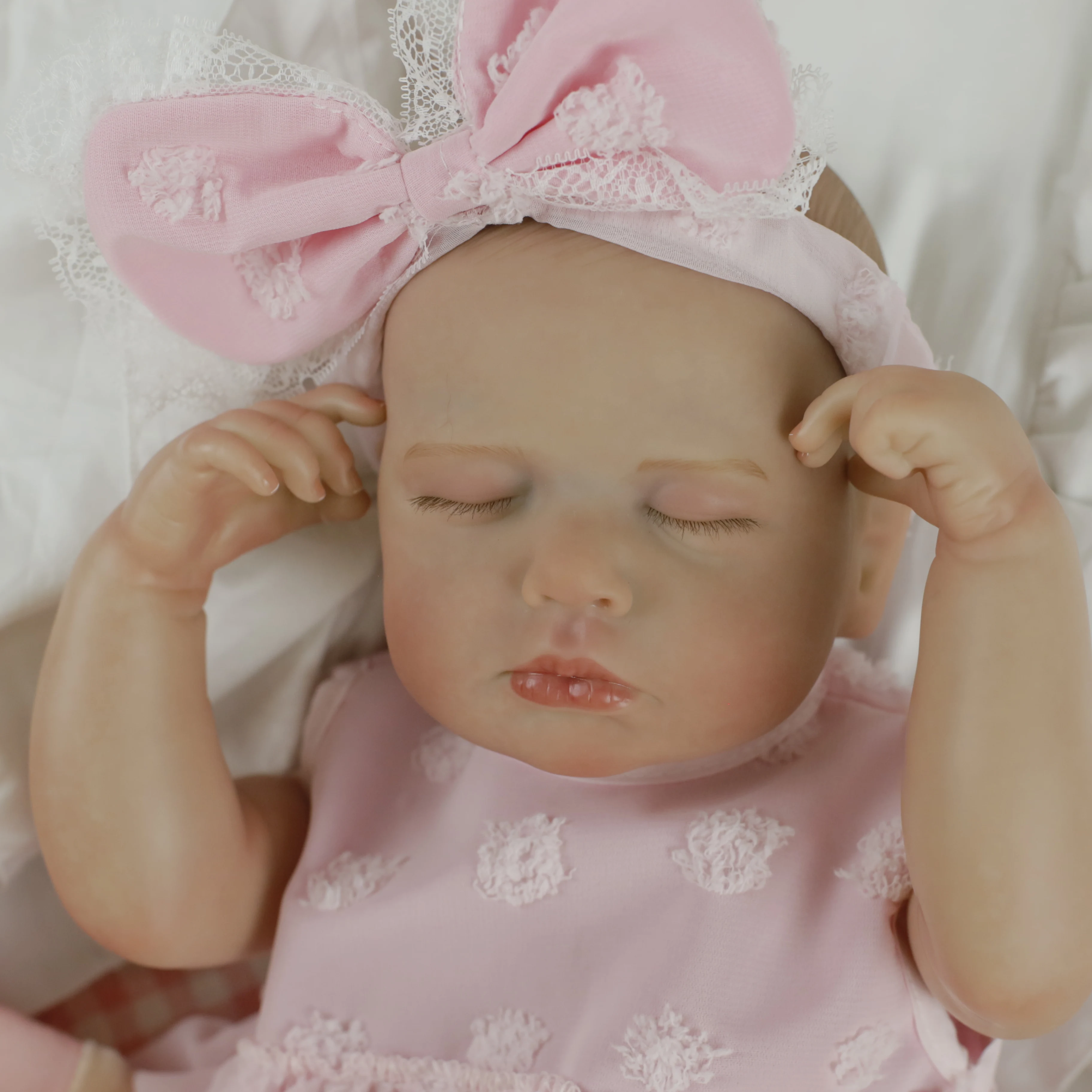 Muñeca bebé Reborn de vinilo de silicona de cuerpo completo de 18 pulgadas Loulou con pelo pintado realista hecho a mano para niños regalo de Navidad