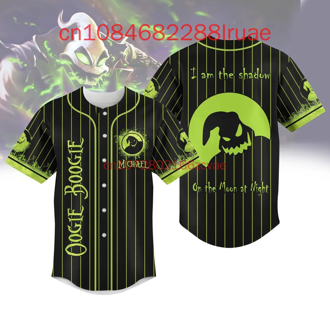 

Custom Oogie Boogie Striped Baseball Jersey Disney Movie Jersey The Nightmare Before Christmas Men's And Women's Baseball Shirt