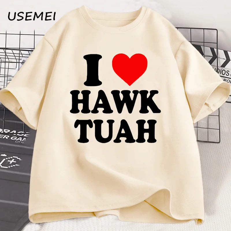 

I Heart Hawk Tuah T-shirt Harajuku Printed Tshirt Men's Clothes Casual O Neck Short Sleeve Streetwear T Shirt