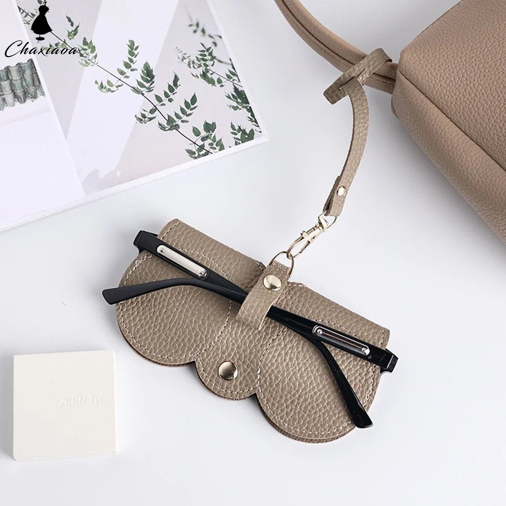 1pc Litchi Embossed Glasses Cover Hanging PU Leather Sunglasses Reading Glasses Storage Bag Portable Travel Eyewear Holder