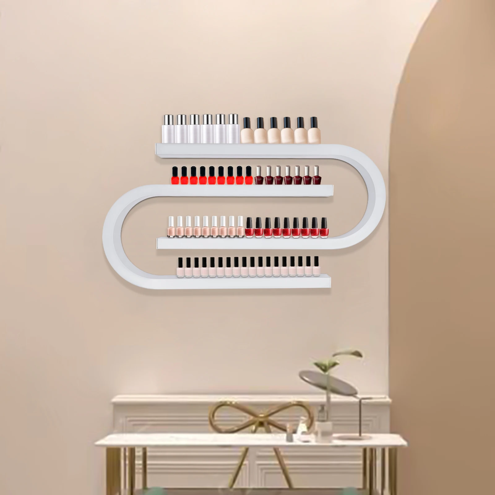 

Wall Mounted Shelf Nail Polish Bottle Display Rack U-Shaped Essential Oil Perfume Storage Rack Multifunctional Hanging For Salon