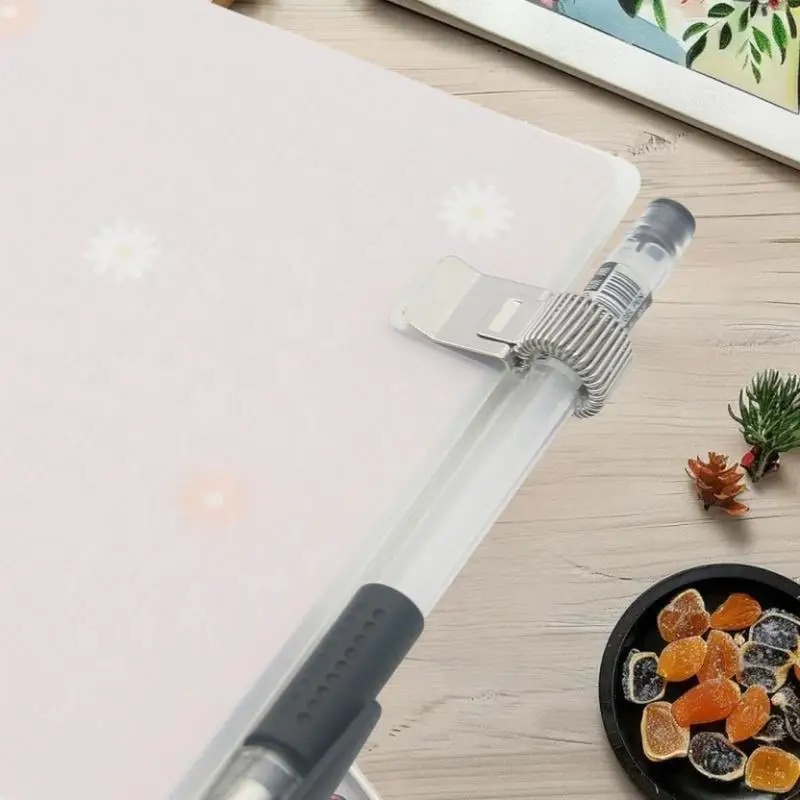 

1/3/5Pcs All-in-one Adjustable Spring Chrome Pen Clip Pad Handy Spring Pen Slot Solid Stationery Essentials