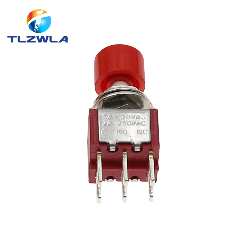 5PCS 3Pin C-NO-NC 6MM Mini Momentary Automatische rückkehr Push Button Schalter EIN-(EIN) 2A 250VAC/5A 120VAC