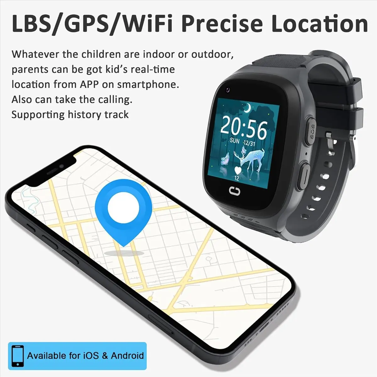 

Софияшan 4G Детские умные часы с GPS-трекером и видеозвонком, одна клавиша SOS-вызов, голосовой чат, камера, GPS-трекер, часы для детей