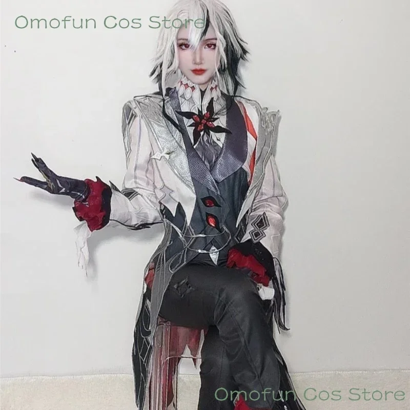 New Harlequin Cosplay Costume Wigs Genshin Impact Fatui The Knave Harlequin Uniform Eleven Fatui Harbingers Costume Outfit