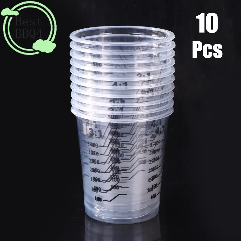 

(BBQ4)10Pcs 500ml Disposable Clear Plastic Paint Mixing Cups Mixing Pot Paint Mixing Calibrated Cup