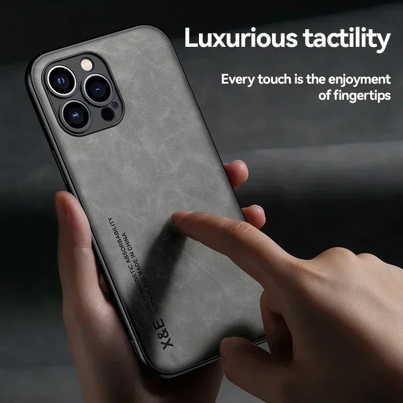 Phone Case For Samsung Galaxy S8 S9 S10 S10E S20 S21 FE Note 8 9 10 20 Ultra Plus Luxury Cashmere Leather Magnetic Suction Cover