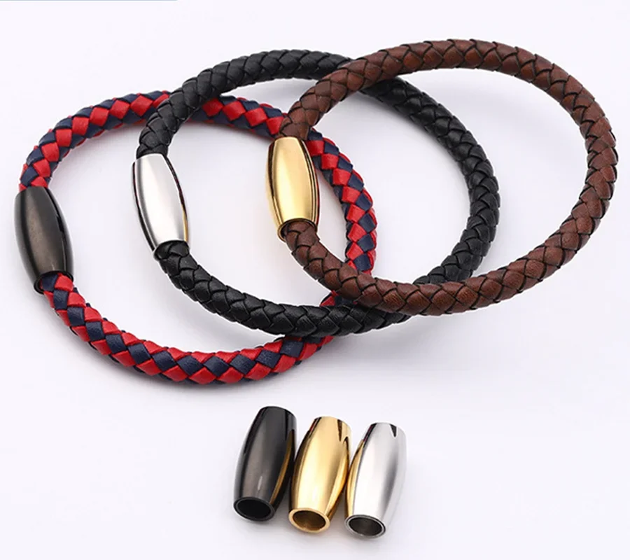 10pcs Stainless Steel 3mm-6mm Magnetic Clasps Closure Leather Cord Bracelet Magnet Buckle Necklace DIY Jewelry Making Accessorie