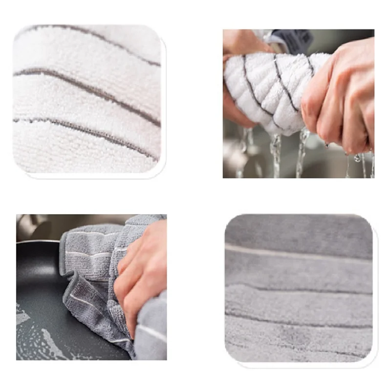 

Практичные кухонные полотенца из микрофибры — супервпитывающие, мягкие кухонные полотенца, 8 упаковок в полоску, многоразовые серые и белые цвета D