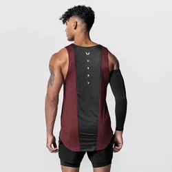 Mens Tank Top Gym Fitness Sports Running Vest Trendy Patchwork Training Summer Breathable thin Sleeveless Shirt Men's Clothing