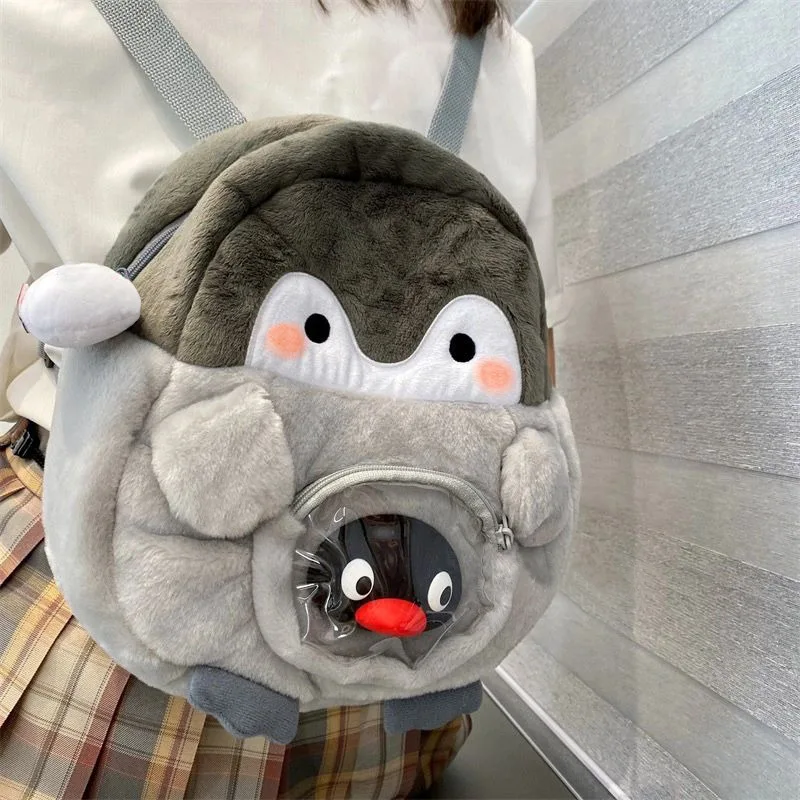 

Новый милый периферийный рюкзак с рисунком пингвина для девочек, студенческая кукольная сумка для мальчиков, мини уличный рюкзак большой емкости, подарки