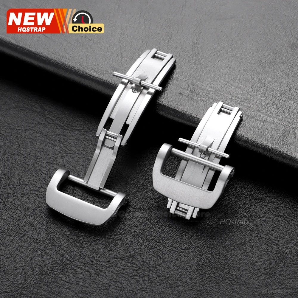 جديد جودة عالية الفولاذ المقاوم للصدأ للطي زر 18 مللي متر 20 مللي متر مزدوج الصحافة فراشة مشبك ل ريتشارد حزام ساعة اليد المشبك الفضة #5