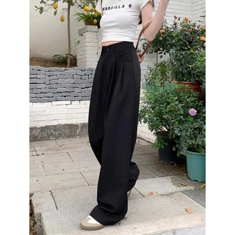 

Женские брюки с высокой талией, широкими штанинами, плиссированные, офисные, драпированные, повседневные