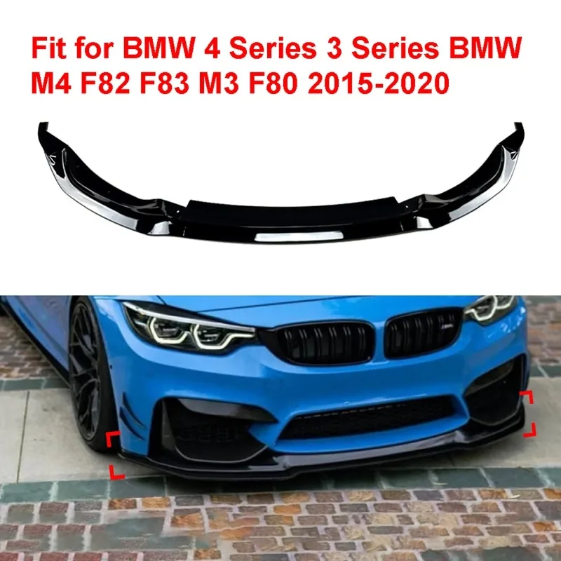 

3Pcs/set Front Lower Bumper Splitter Lip Diffuser Spoiler For BMW 4 3 Series F80 F82 F83 M3 M4 15-20 Glossy Black Carbon Fiber