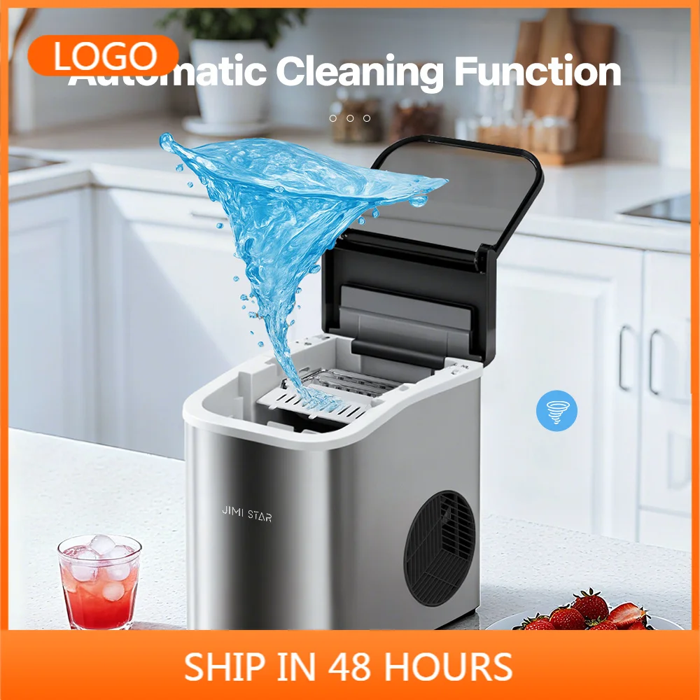 1. Mini Portable Bullet Ice Maker, Stainless Steel Housing, Self-cleaning, Bottled Water Input for