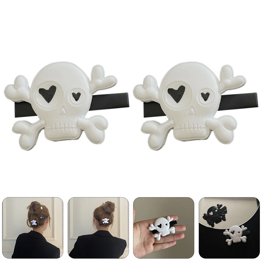 

2 Pcs Hairpin Women Clip Punk Style Skull Barrette Baby Accessories Plastic Alligator Clips