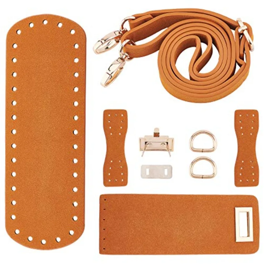 

PandaHall DIY PU Leather Bag Knitting Set Leather Bag Bottom/26" Shoulder Strap/Twist Lock/Flap Cover/Bag Buckles for Crochet H