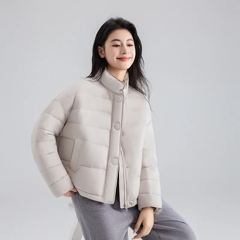 

Casual Sle ort Cotton Jaet Women's Lightweight Faionable Stand Collar Coat Thin Cotton Ladies Outerwear Coat